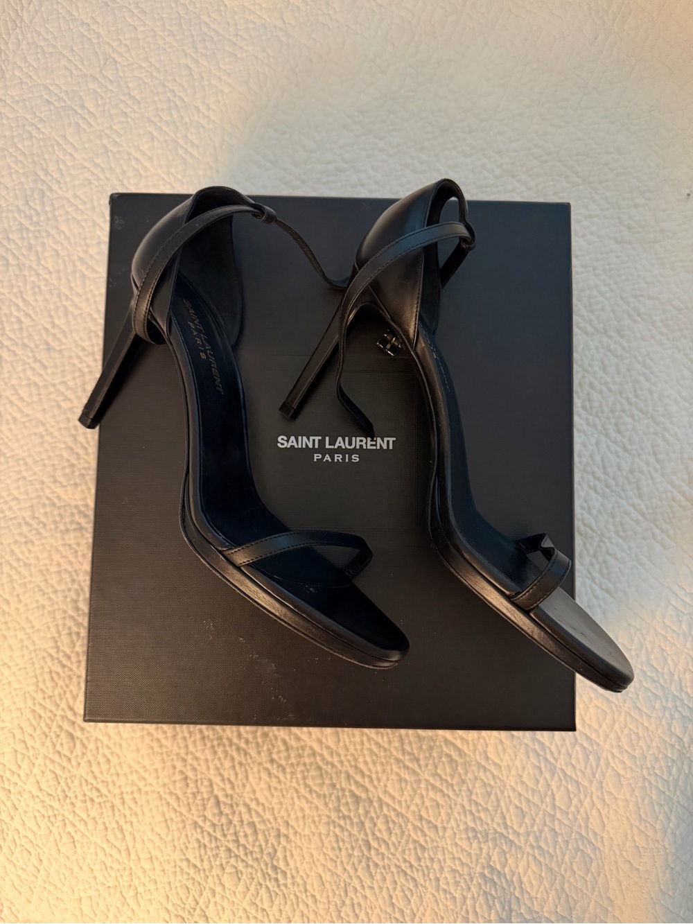 Saint Laurent Black Leather Strappy High-Heel Sandals